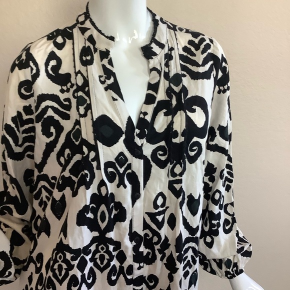 Zara Black and Cream Patterned Women's Dress - Picture 10 of 10